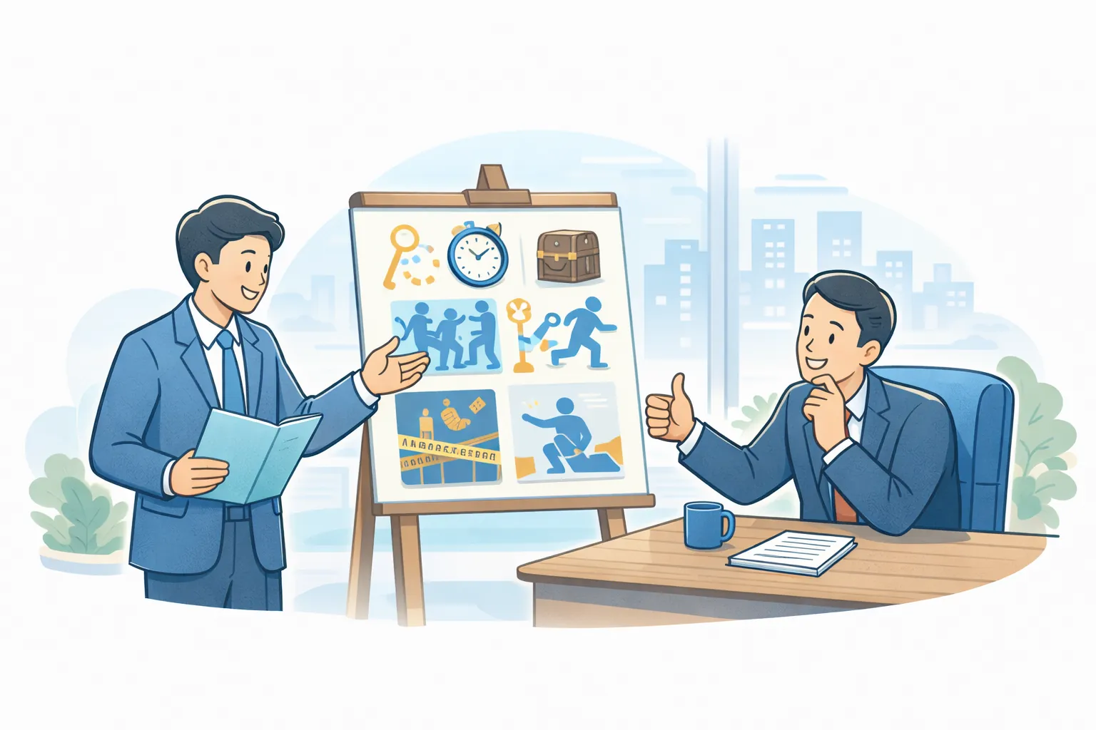 上司に説明するイメージ